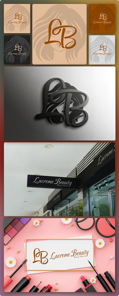 Lacreme Beauty - Modern Salon Logo Design adobe illustrator beauty salon branding design figma graphic design illustration logo logo design makeup presentation design salon