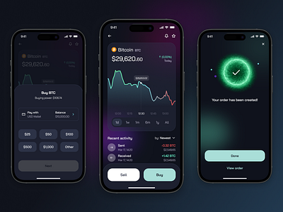 CryptoGo - a Cryptocurrency Mobile App Concept app bitcoin crypto cryptocurrency dark mode design mobile product trading ui ux