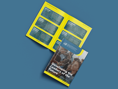 Booklet design — SIGS a5 blue and yellow book booklet brochure design editorial international school magazine paper print school sudan