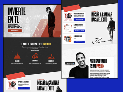 Web design for bold, impactful thought leader big headings blue bold grunge impactful kajabi design red textured web design web layout