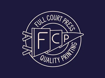 Full Court Press Badge branding concept design flag graphic design identity illustration logo mark print press printing