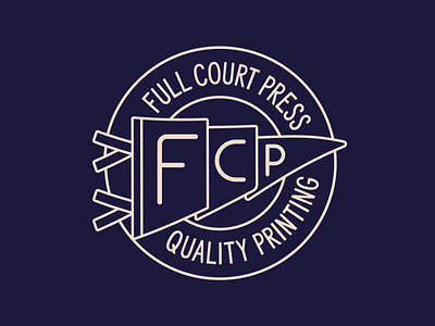 Full Court Press Badge branding concept design flag graphic design identity illustration logo mark print press printing