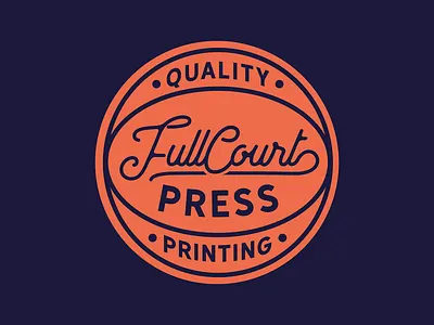 Full Court Press Badge badge basketball branding design graphic design identity illustration logo logo design mark print press printing printing press retro