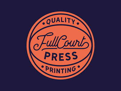 Full Court Press Badge badge basketball branding design graphic design identity illustration logo logo design mark print press printing printing press retro