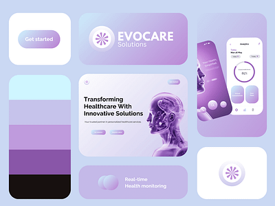 Evocare Solutions - Healthcare - logo, branding, UI UX design app branding design illustration logo ui