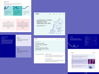 New website overview blue curves illustration minimal startup technology ui website