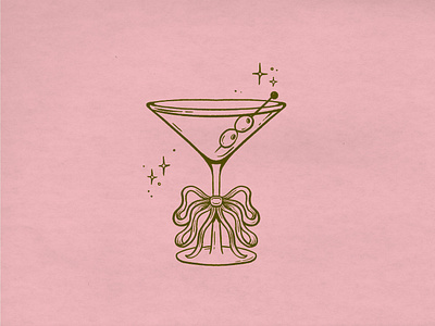 Bow Martini alcohol bow drink illustration martini olive procreate stars