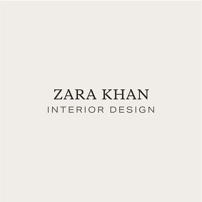 Zara Khan Interior Design Wordmark brand identity branding logo modern neutral serif wordmark