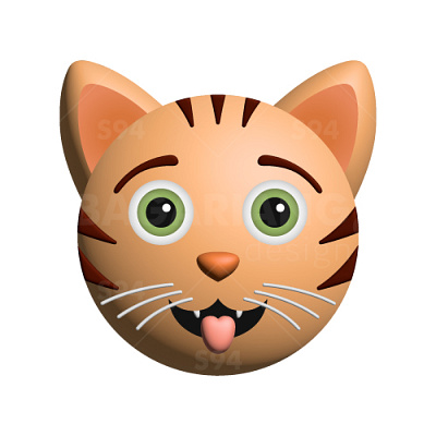 Funny smiling 3D orange cat, a vector emoji emotion graphic design positive