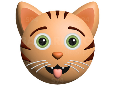 Funny smiling 3D orange cat, a vector emoji emotion graphic design positive