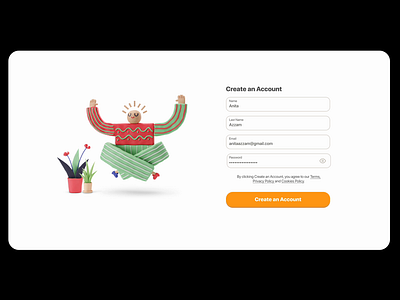 Create an Account app colorful illustration registration sign up ui ux web
