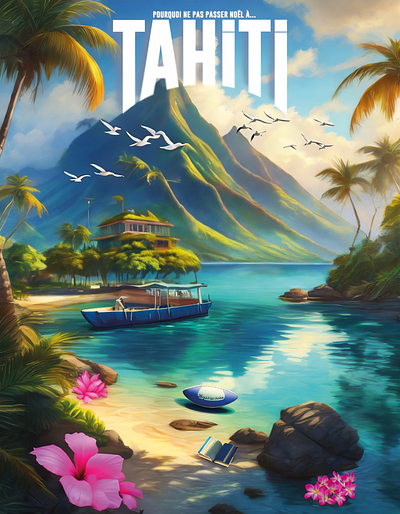 Tahiti Poster - Adobe Firefly (IA Test) adobe firefly adobe photoshop ia