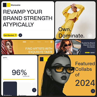 Brand Redesign Agency brandidentity figma illustration modern simplistic sleek transformation uicard uidesign uiux uxdesign websitedesign yellow