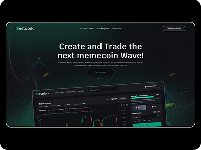 Memecoin Landing page memecoin trade ui design website