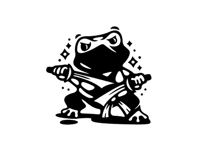 Frog Ninja Sword Logo amphibian