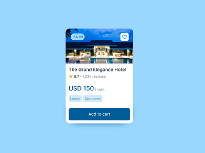 Hotel Product Card card design figma minimal product card ui ui design