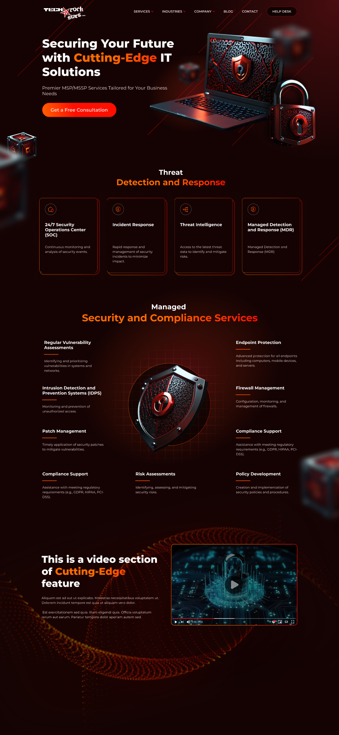 techr dark gradient red ui