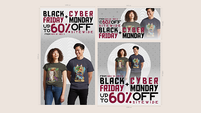 RedBubble Black Friday + Cyber Monday Promo Banners banner banner design graphic design motion graphics