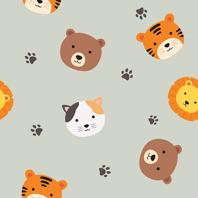 Cute Paws Seamless Pattern character cute graphic design pattern seamless