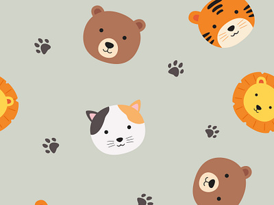 Cute Paws Seamless Pattern character cute graphic design pattern seamless