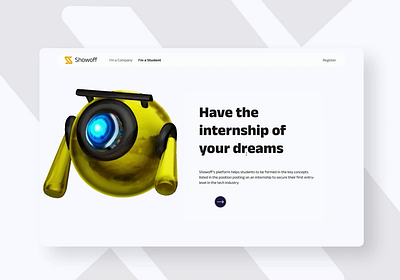 Landing Page and Brand Design Internship Game Platform 3d 3d robot animation branding figma figma web game website graphic design landing page logo motion graphics saas saas landing page spline tech website ui web animation web design web spline white website