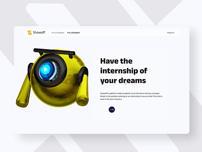 Landing Page and Brand Design Internship Game Platform 3d 3d robot animation branding figma figma web game website graphic design landing page logo motion graphics saas saas landing page spline tech website ui web animation web design web spline white website