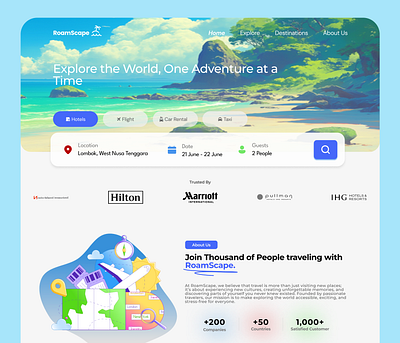 RoamScape - Travel Hero Page landing page travel ui