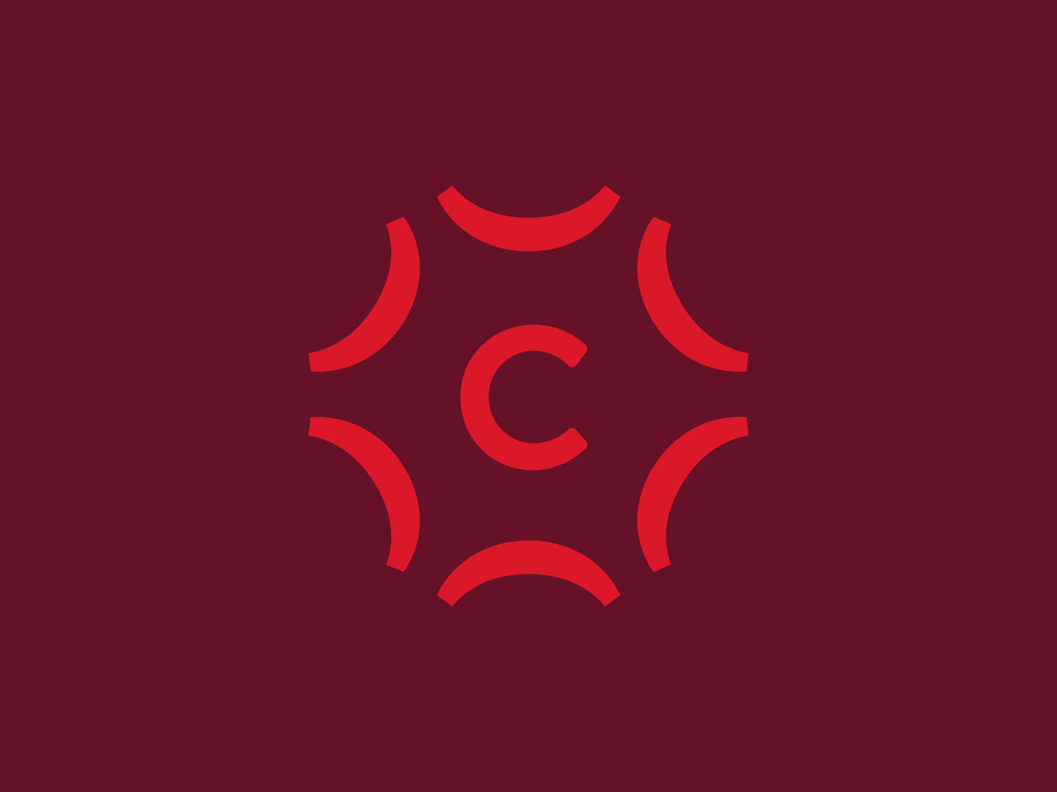 Capsule Mark brand branding burst c circular curves geometric logo logomark maroon monogram radial red ripple