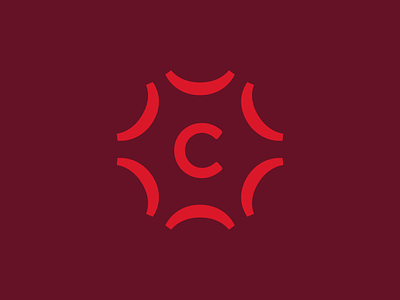 Capsule Mark brand branding burst c circular curves geometric logo logomark maroon monogram radial red ripple
