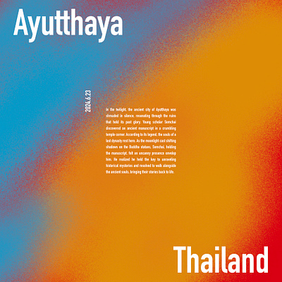 ayutthaya thailand abstract art blue design gradation illustration minimal orange red