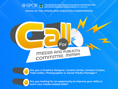 A Call-for- Media-and- Publicity-Committee-Members flier. 3d advertising call to action contrast design hierarchy flier design flyer design graphic design marketing media and puclicity