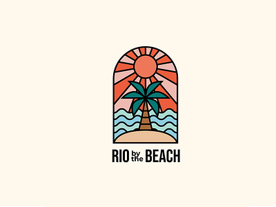 Rio by the Beach - Logo Design beach logo beach sunset logo branding graphic design illustration island logo logo logo design mockups sunset logo tropical beach logo tropical logo