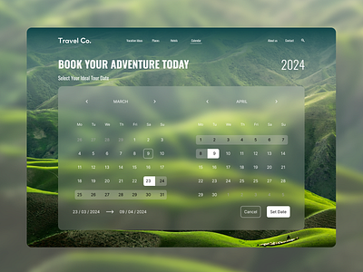 Travel Co. Calendar Design Concept calendar ui web design