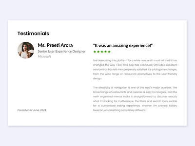 Testimonials Concept 100dayschallenge branding clean comments dailyui design graphic design illustration ratings review testimonials ui ux uxdesigner