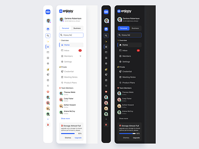 Sidebar Navigation - Enjooy Design clean dashboard designsystem enjooy enjooydesign menu navigation sidebar ui uicomponent uielements uikit ux webapplication webdesign