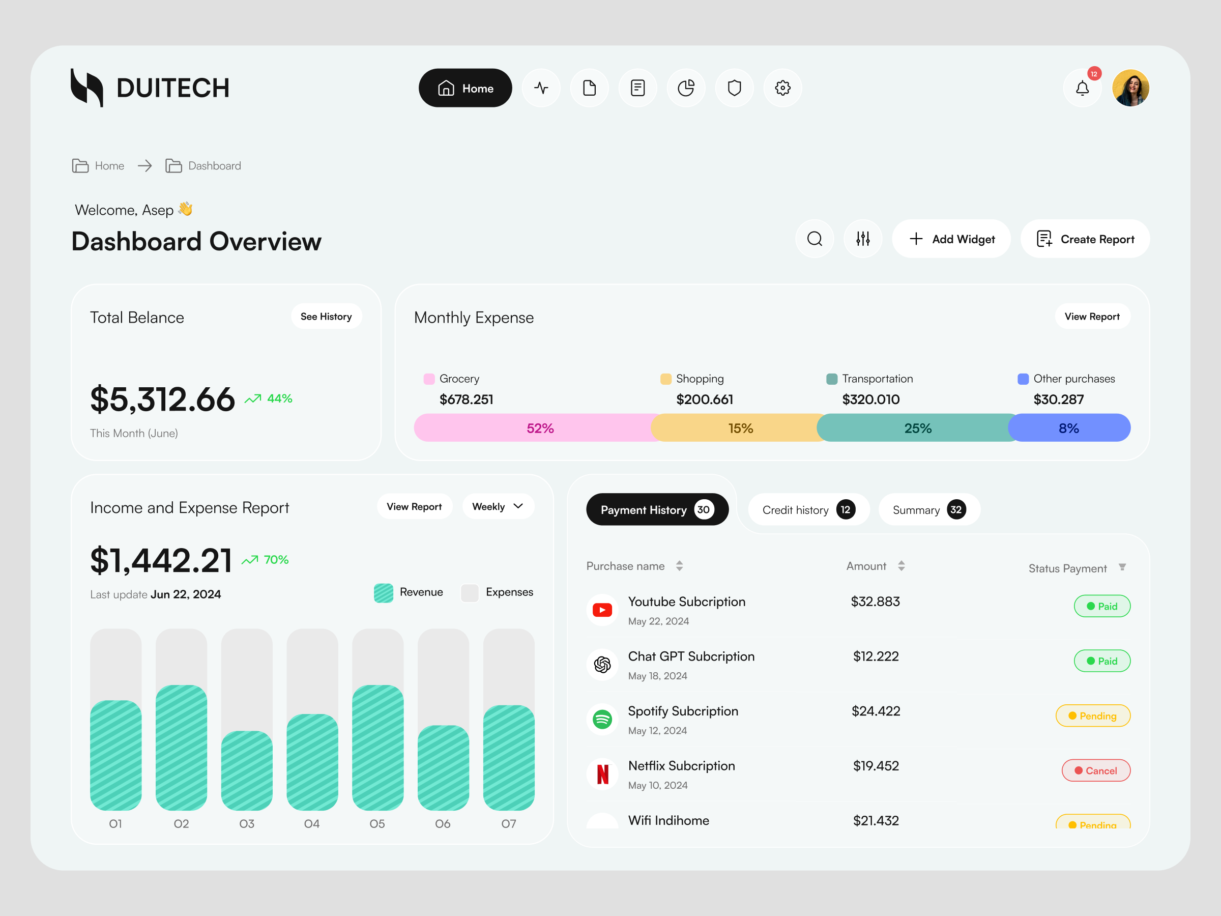 Example of Saas / Dashboard