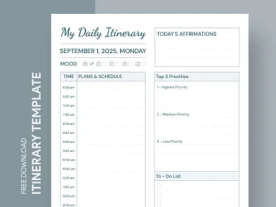 Soft Color Daily Itinerary aesthetic itinerary daily itinerary daily itinerary template daily planner docs document google google docs itinerary template itinerary itinerary template organiser planner print printing program schedule soft color daily itinerary soft color itinerary template