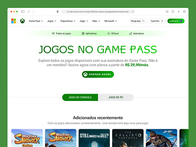 Xbox Game Pass (Games) - Redesign Concept games microsoft page site ui ux web xbox