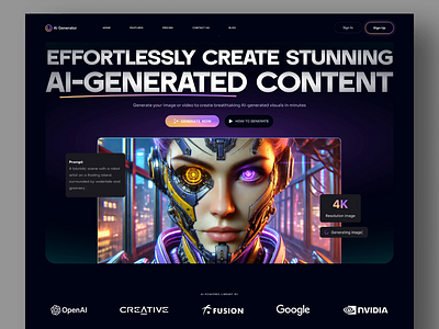 AI Generator - Website Animate Version ai ai generator artificial intelligence chat gpt clean design flato futuristic generate graphic design landing page service tech web ui ux visual web web ui website website design