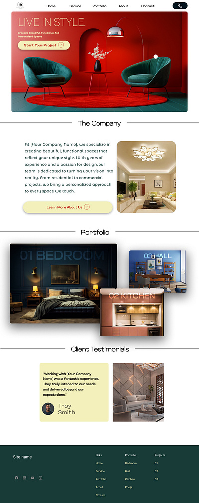 Interior Design Landing Page ui web design