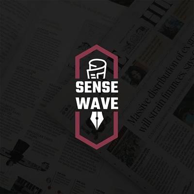 SENSE WAVE Logo design journalist logo logo modern paper pen sense wave