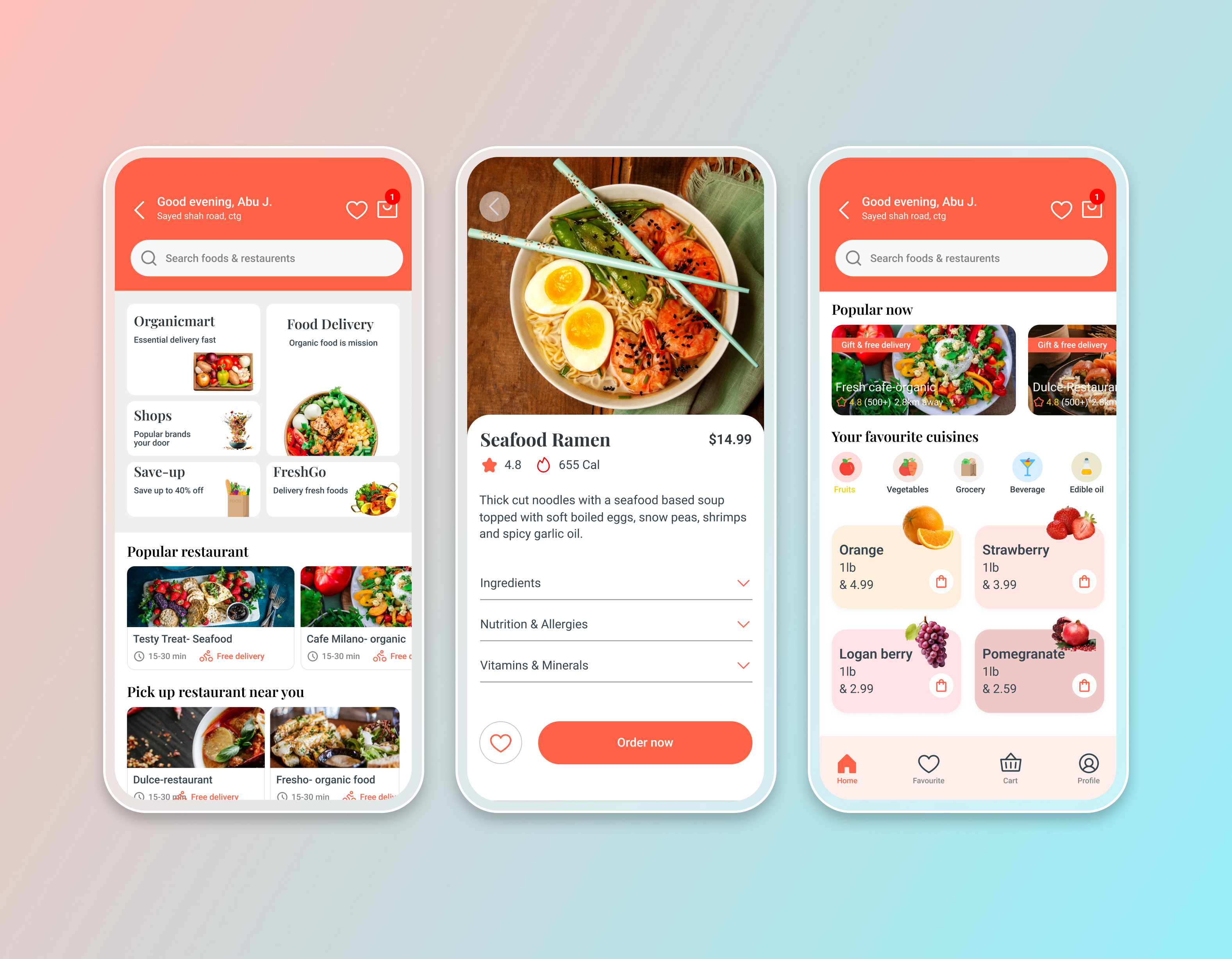Organic Food: Mobile app design appdesign appshowcase cuisineuidesign e commerce epicuredesign feastappdesign figma design foodapp foodappdesign fooddeliveryapp foodieapp foodtechdesign mobileappdesign mobileui modernappdesign product design restaurantapp uiuxdesign uxdesign visual design