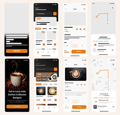 Mobile Coffee Shop App Design Figma adobe xd app redesign branding coffee shop app design figma figma ui graphic design order coffee app ui ui design ui ux uiux