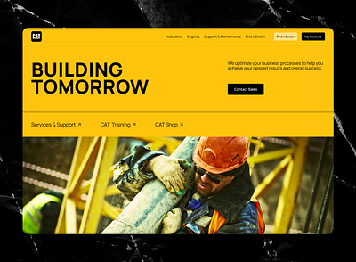 CAT Website b2b black construction corporate engine industrial landingpage website yellow