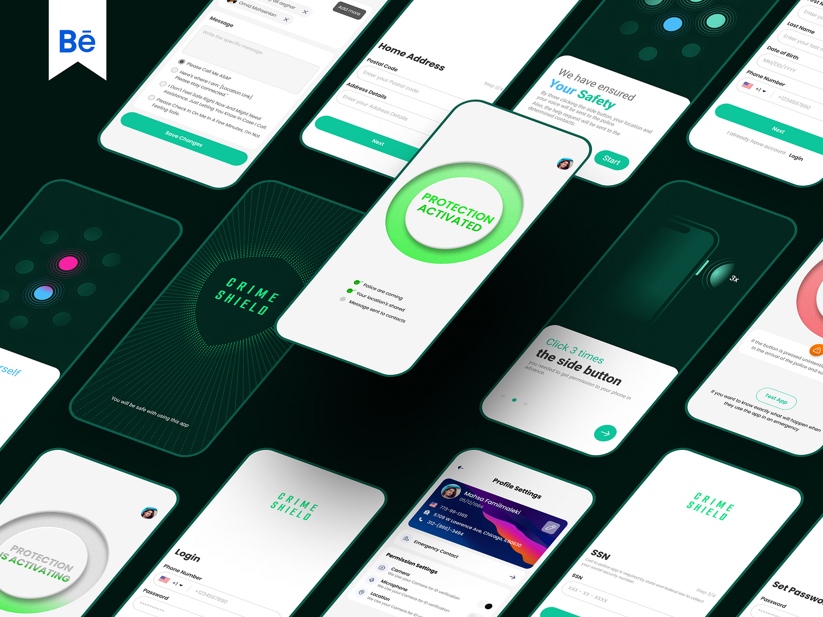 Crime Shield application by Alireza Hajialiasghar on Dribbble