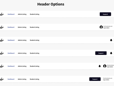 Multiple Header Options app education header menu product design ux design