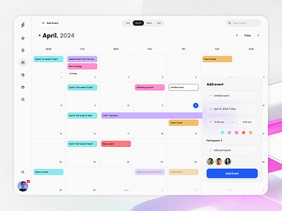 Light Calendar Screen #1 for Quickit UI Kit app calendar dashboard date design event free freebie light meeting navigation quickit task template theme udix ui ux web white