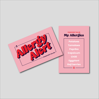 Allergy Alert Business Card allergies business card graphic design