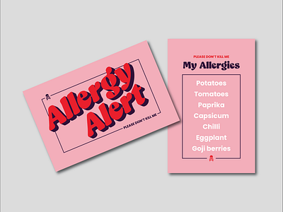 Allergy Alert Business Card allergies business card graphic design