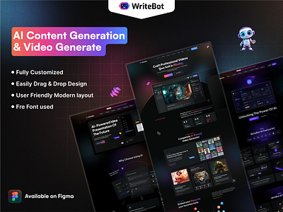 WriteBot - AI Website Landing Page design ai landing page ai landing page design ai web animation artificial intelligence branding machine learning no code website tech website design